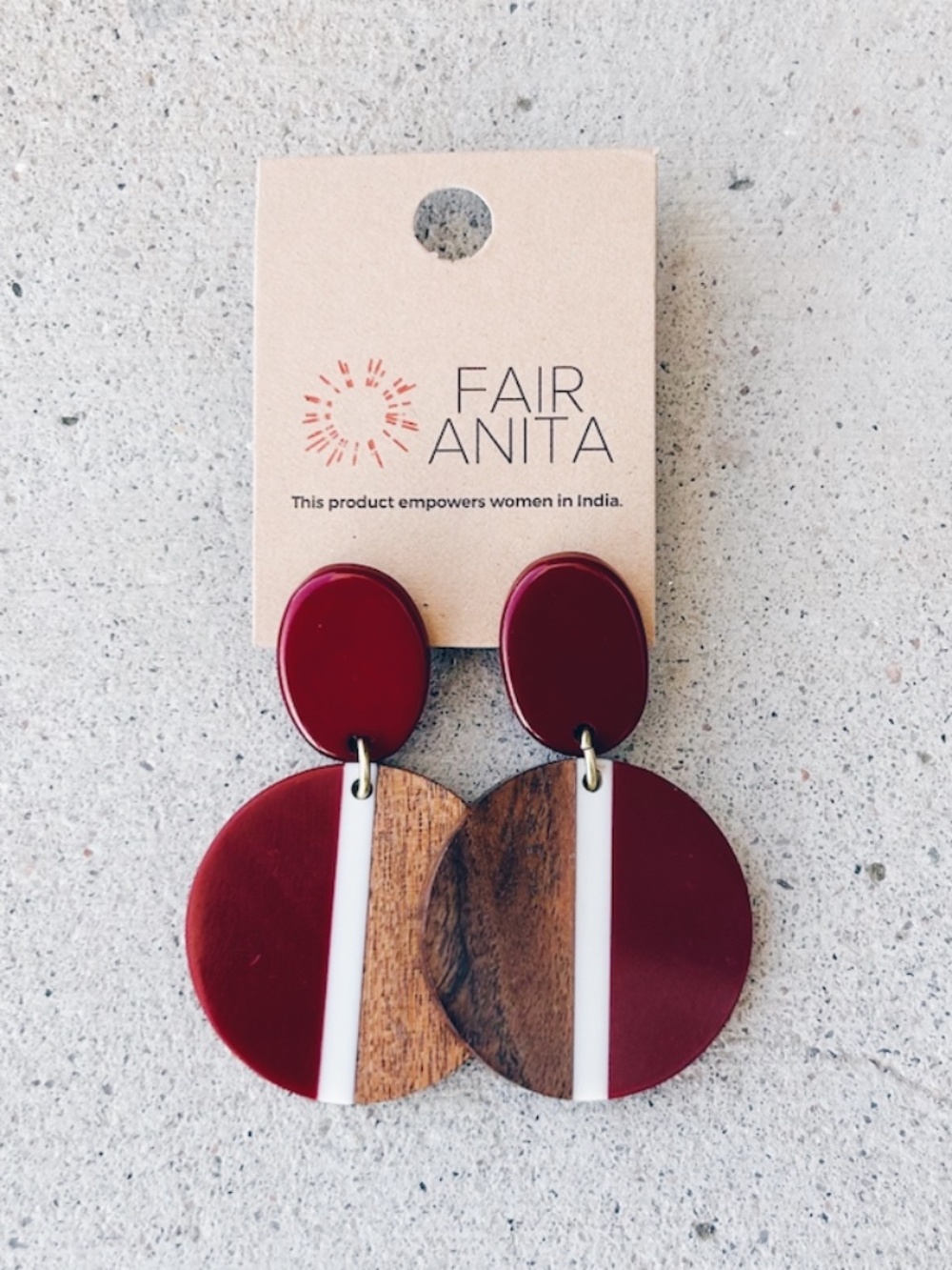 Fair Anita Fair Trade Volcano Wood and Resin Earrings - Picture 1 of 3
